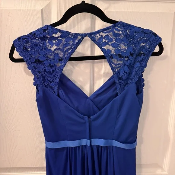 davids bridal bridesmaid dress horizon blue size 2 Lace Back - Picture 4 of 8